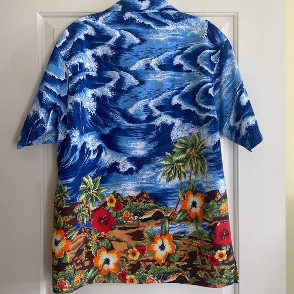 Hawaiian Aloha Good Vibes Floral Beach button down casual shirt size LARGE - Picture 4 of 6